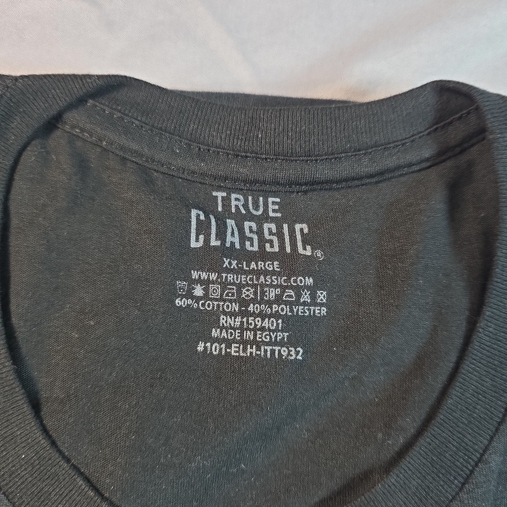 True Classic Men's Black Crew Neck Tee T Shirt 2X XXL - Picture 2 of 7